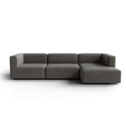 3-Sitzer Chaiselongue, rechts -TASI- Farbe Zinc - Stoff: Pina
