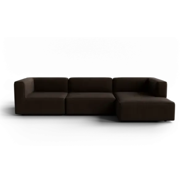 3-Sitzer Chaiselongue, rechts -TASI- Farbe Espresso - Stoff: Pina