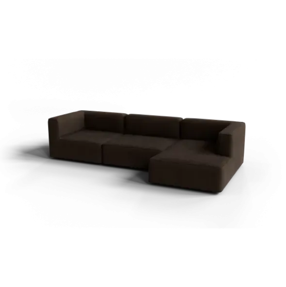 3-Sitzer Chaiselongue, rechts -TASI- Farbe Espresso - Stoff: Pina
