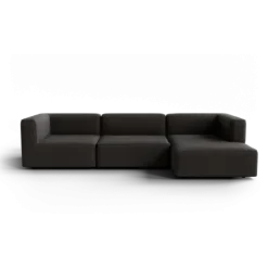 3-Sitzer Chaiselongue, rechts -TASI- Farbe Taupe - Stoff: Boucla