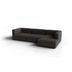 3-Sitzer Chaiselongue, rechts -TASI- Farbe Taupe - Stoff: Boucla