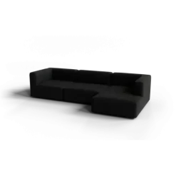 3-Sitzer Chaiselongue, rechts -TASI- Farbe Coal - Stoff: Boucla