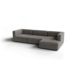 3-Sitzer Chaiselongue, rechts -TASI- Farbe Shitake - Stoff: kvadrat Melange Nap