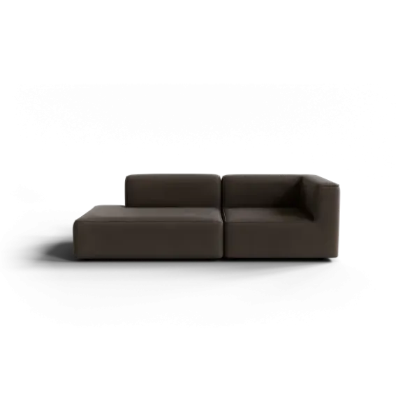 2-Sitzer Open End, links -TASI- Farbe Shitake - Stoff: Boucla