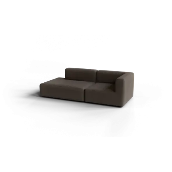 2-Sitzer Open End, links -TASI- Farbe Shitake - Stoff: Boucla