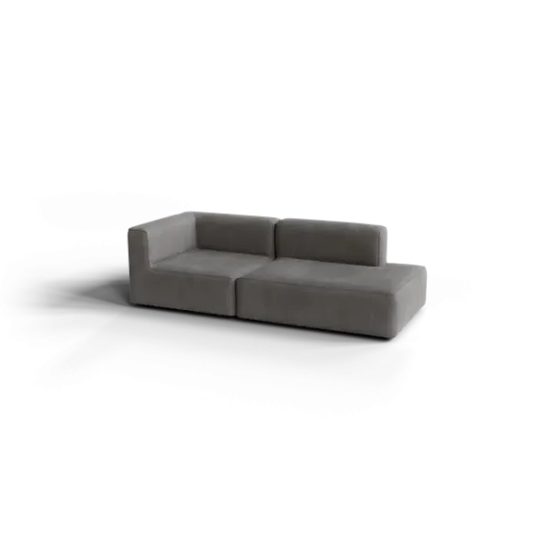 2-Sitzer Open End, rechts -TASI- Farbe Zinc - Stoff: Pina