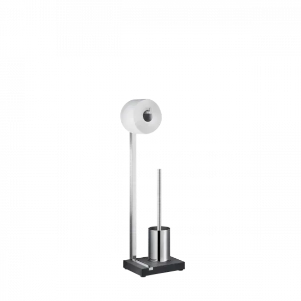 Toilettenbutler -MENOTO- für eine Rolle inkl. Bürste, Farbe Edelstahl poliert - Größe 65 cm