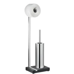 Toilettenbutler -MENOTO- für eine Rolle inkl. Bürste, Farbe Edelstahl matt - Größe 65 cm