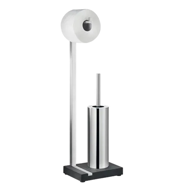 Toilettenbutler -MENOTO- für eine Rolle inkl. Bürste, Farbe Edelstahl matt - Größe 65 cm