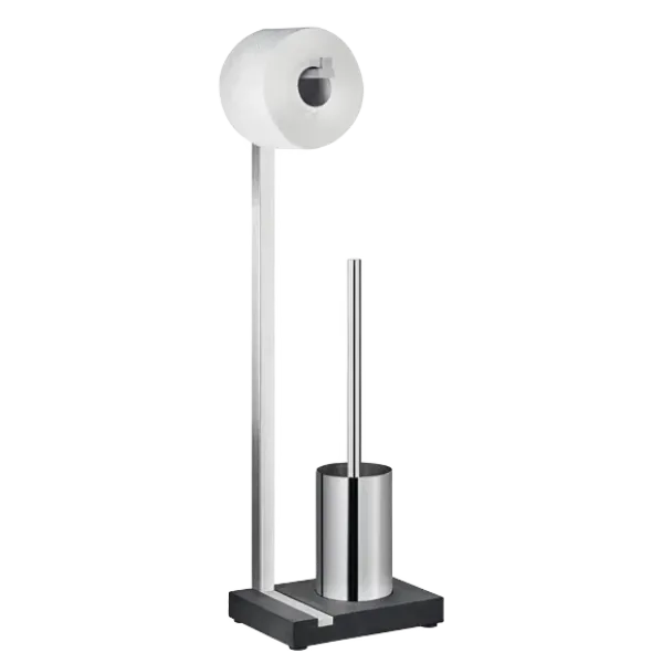 Toilettenbutler -MENOTO- für eine Rolle inkl. Bürste, Farbe Edelstahl matt - Größe 65 cm
